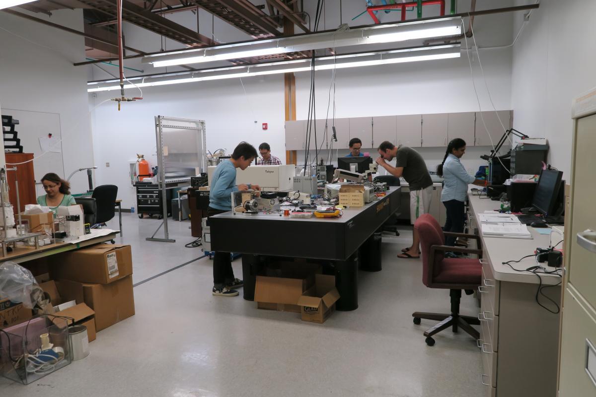 Inside Small Scale Instrumentation Laboratory with students working