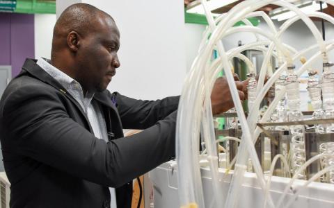 Kayode Oluwabunmi in lab